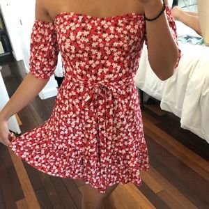 Pretty red floral sun dress